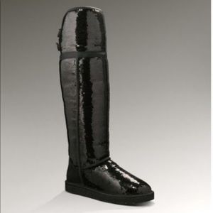 Knee High Black Sequin Ugg Boots Eva